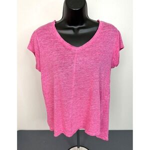Tahari 100% Linen Top Size Medium Pink Lagen Look Casual Travel Beach Wear Layer